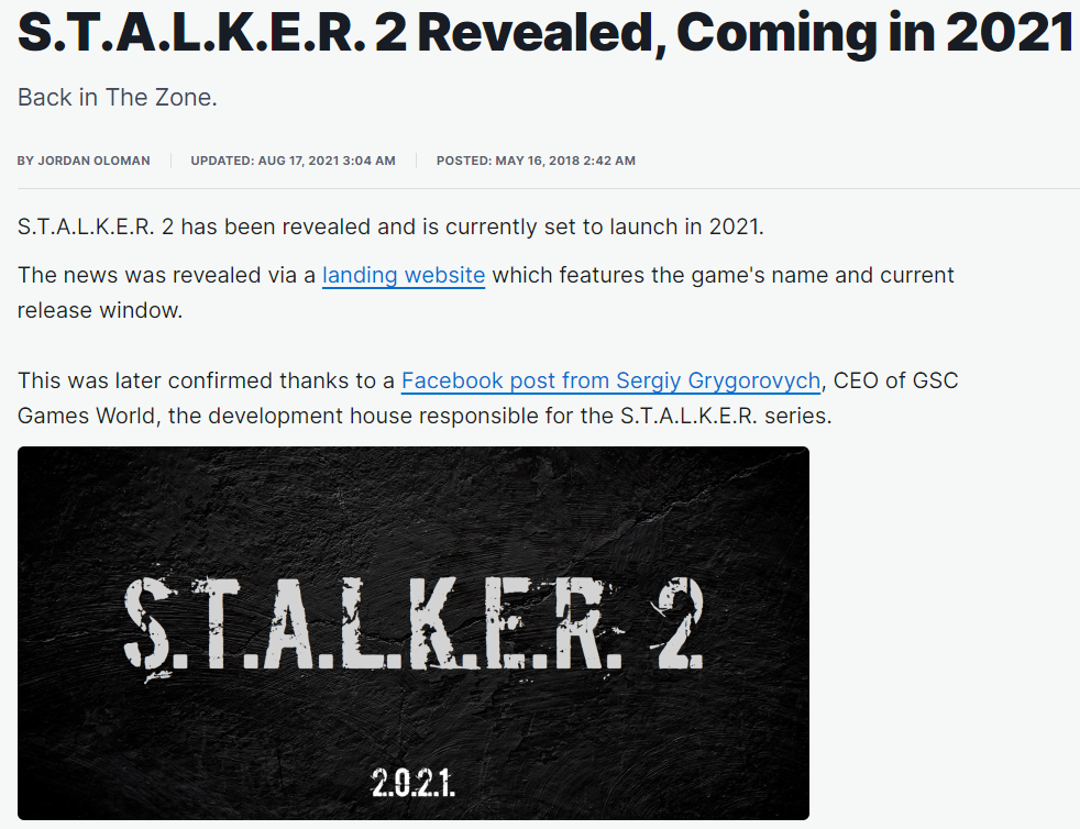 IGN S.T.A.L.K.E.R. 2 announcement